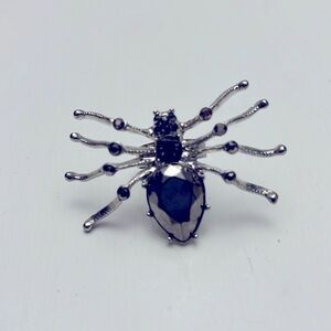 Vintage Black Widow Spider Rhinestone Adjustable Ring